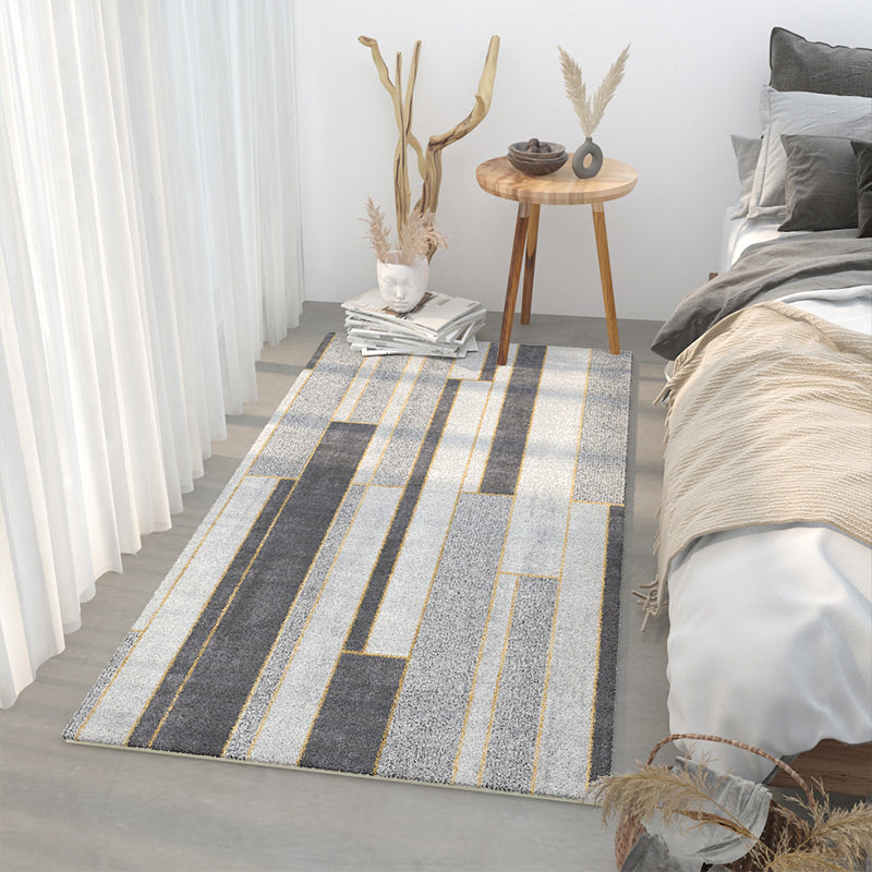 Colorful Modern Area Carpet Color Block Polyester Area Rug Easy Care Washable Rug for Bedroom
