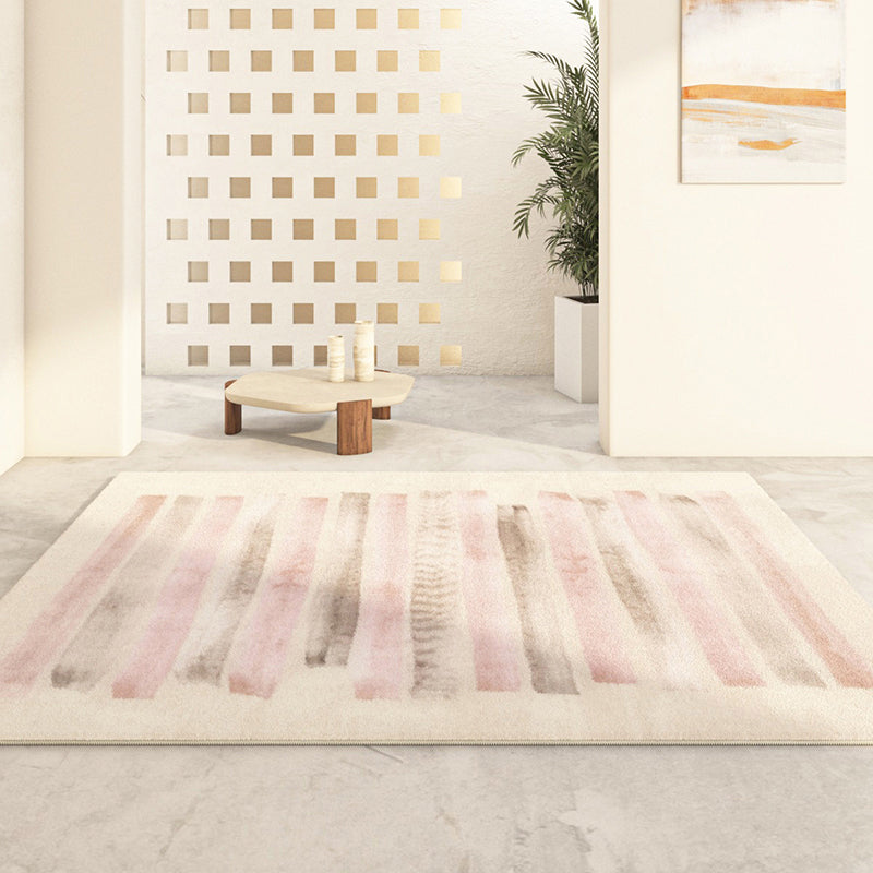 Light Pink Casual Rug Polyester Color Block Rug Washable Indoor Rug for Living Room