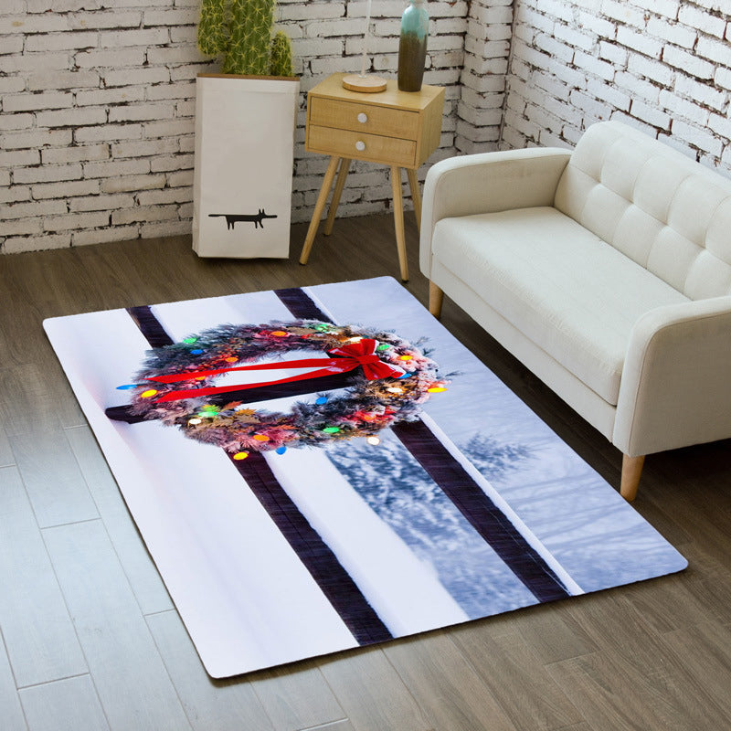 Light Yellow Modern Carpet Polyester Snowman Carpet Stain Resistant Carpet for Living Room