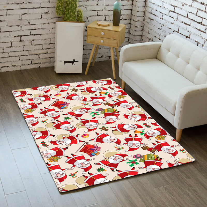 Light Yellow Modern Carpet Polyester Snowman Carpet Stain Resistant Carpet for Living Room