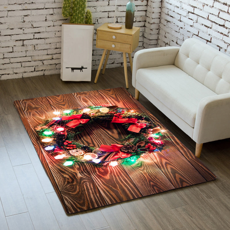 Green Modern Carpet Polyester Christmas Decoration Carpet Washable Carpet for Home Decor