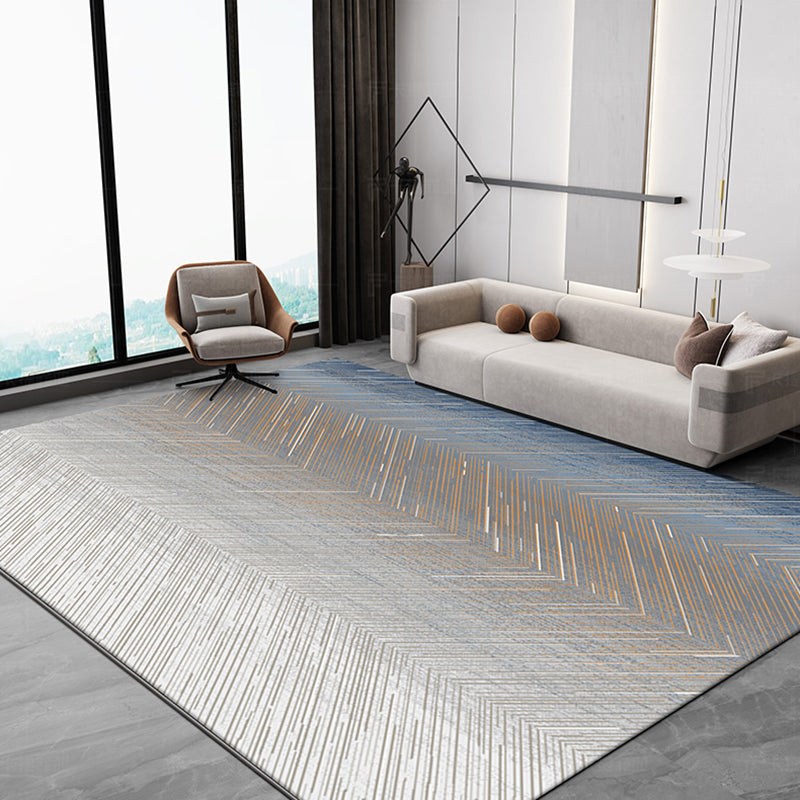 Blue Moedern Area Carpet Tie-Dye Pattern Polyester Rug Easy Care Area Rug for Living Room