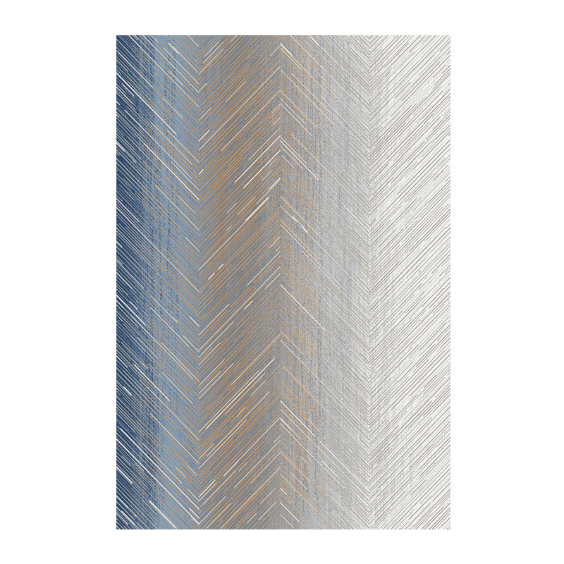 Blue Moedern Area Carpet Tie-Dye Pattern Polyester Rug Easy Care Area Rug for Living Room