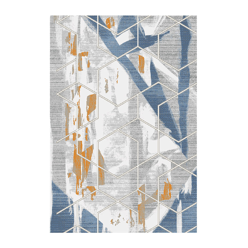 Blue Moedern Area Carpet Tie-Dye Pattern Polyester Rug Easy Care Area Rug for Living Room