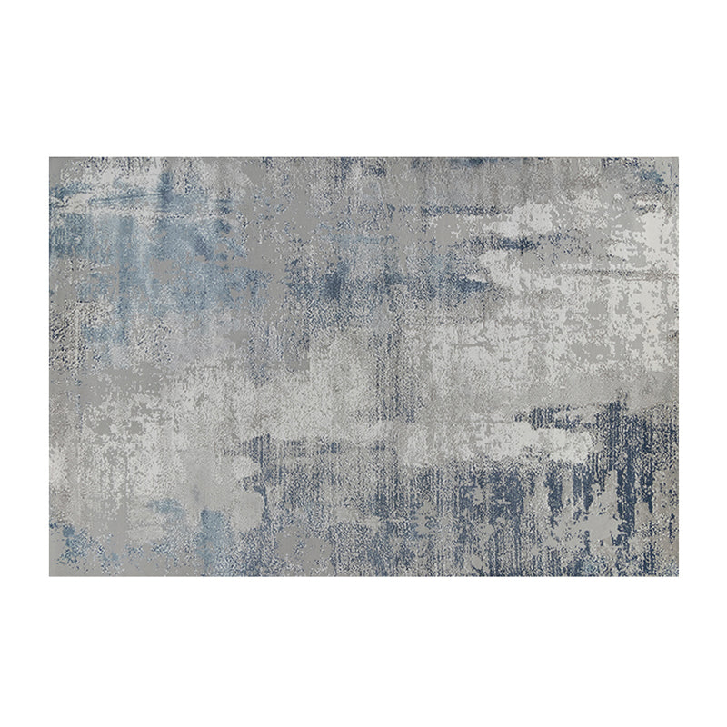 Blue Color Block Area Carpet Modern Polyester Area Rug Easy Care Washable Rug for Home Decor