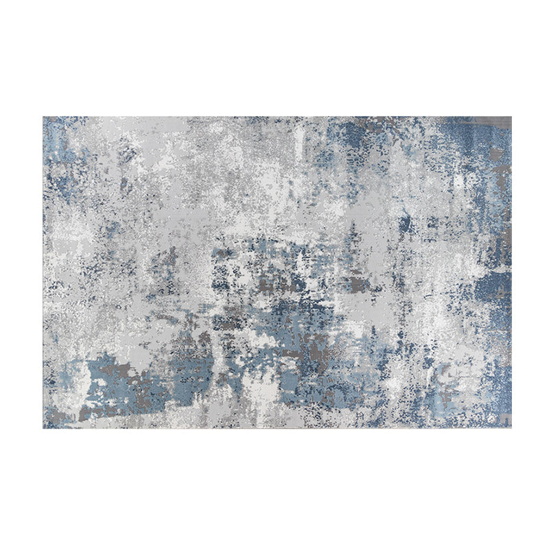 Blue Color Block Area Carpet Modern Polyester Area Rug Easy Care Washable Rug for Home Decor