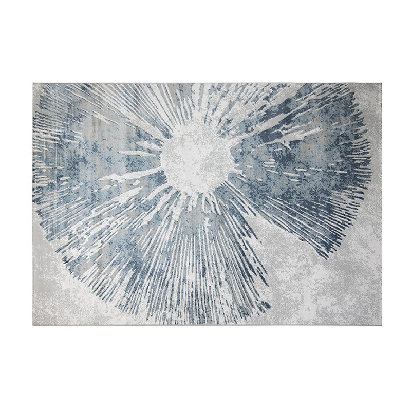 Blue Color Block Area Carpet Modern Polyester Area Rug Easy Care Washable Rug for Home Decor