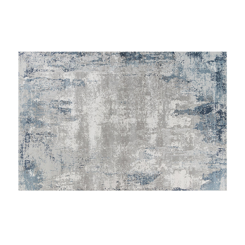 Blue Color Block Area Carpet Modern Polyester Area Rug Easy Care Washable Rug for Home Decor