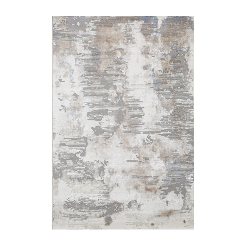 Grey Modern Area Carpet Color Block Polyester Area Rug Easy Care Washable Rug for Home Decor