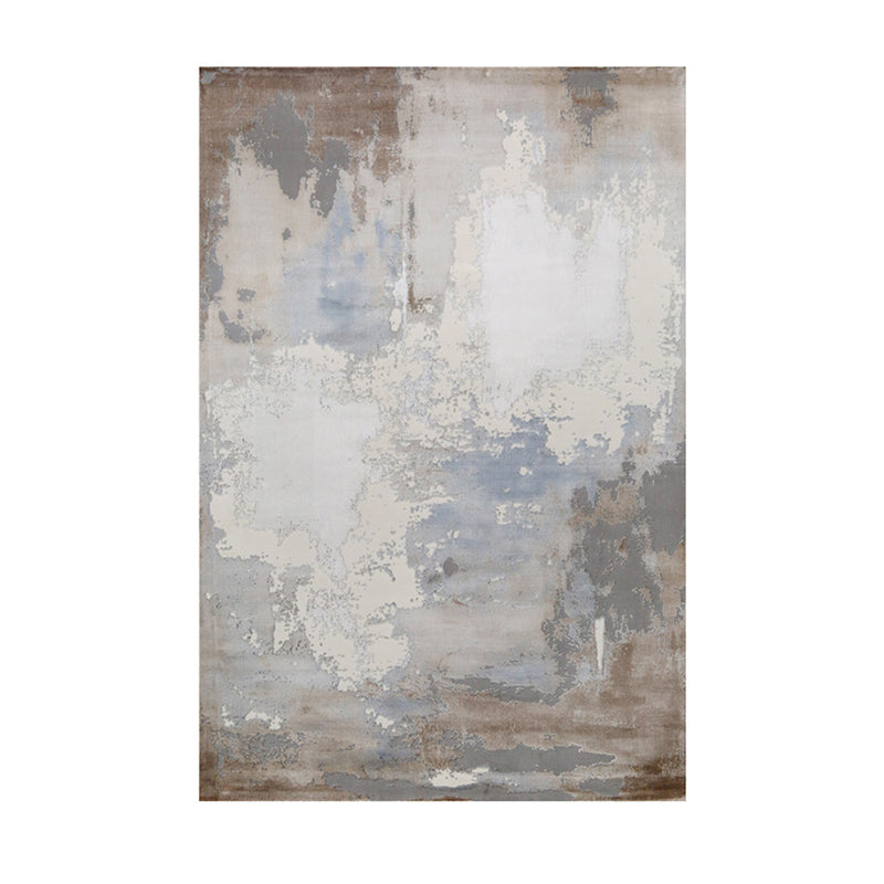 Grey Modern Area Carpet Color Block Polyester Area Rug Easy Care Washable Rug for Home Decor