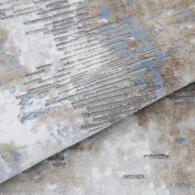 Tapis moderne gris bloc de couleur en Polyester, facile d'entretien, lavable, pour la décoration de la maison