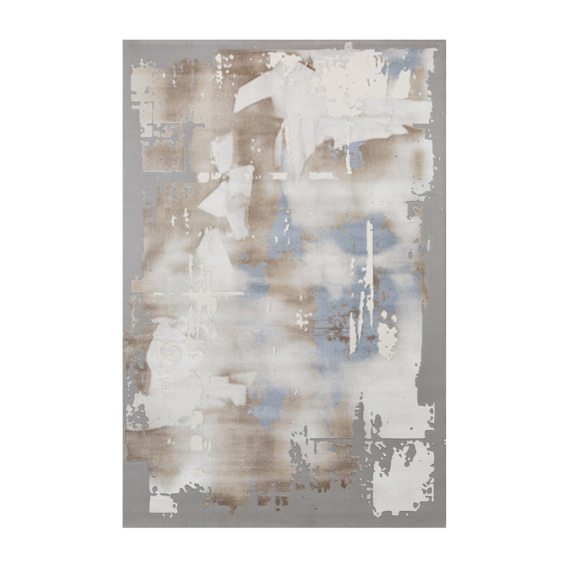 Tapis moderne gris bloc de couleur en Polyester, facile d'entretien, lavable, pour la décoration de la maison