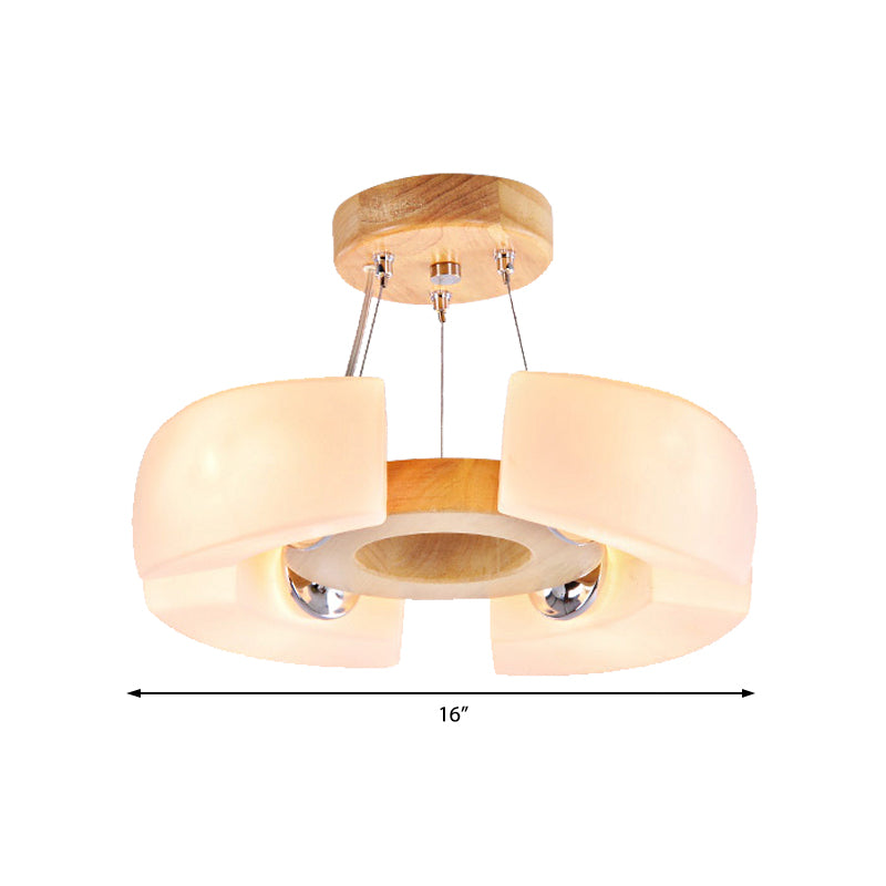 4/6 Light Wooden Ceiling Light Fixture Modern Unique Round Flush Mount Light, Warm/White