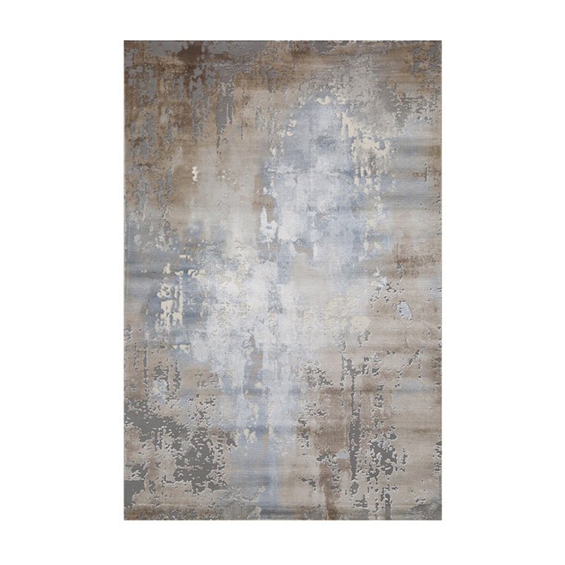Grey Modern Area Carpet Color Block Polyester Area Rug Easy Care Washable Rug for Home Decor