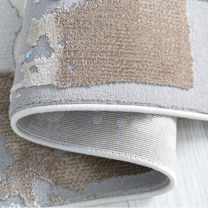 Tapis moderne gris bloc de couleur en Polyester, facile d'entretien, lavable, pour la décoration de la maison