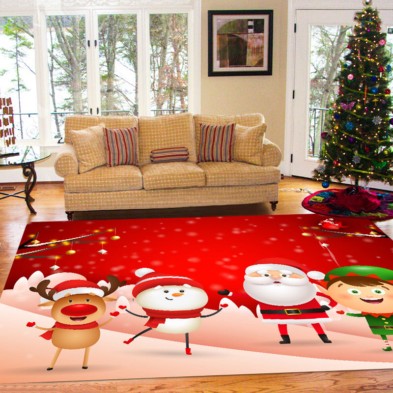 Dark Green Modern Carpet Polyester Christmas Tree Carpet Washable Carpet for Home Decor