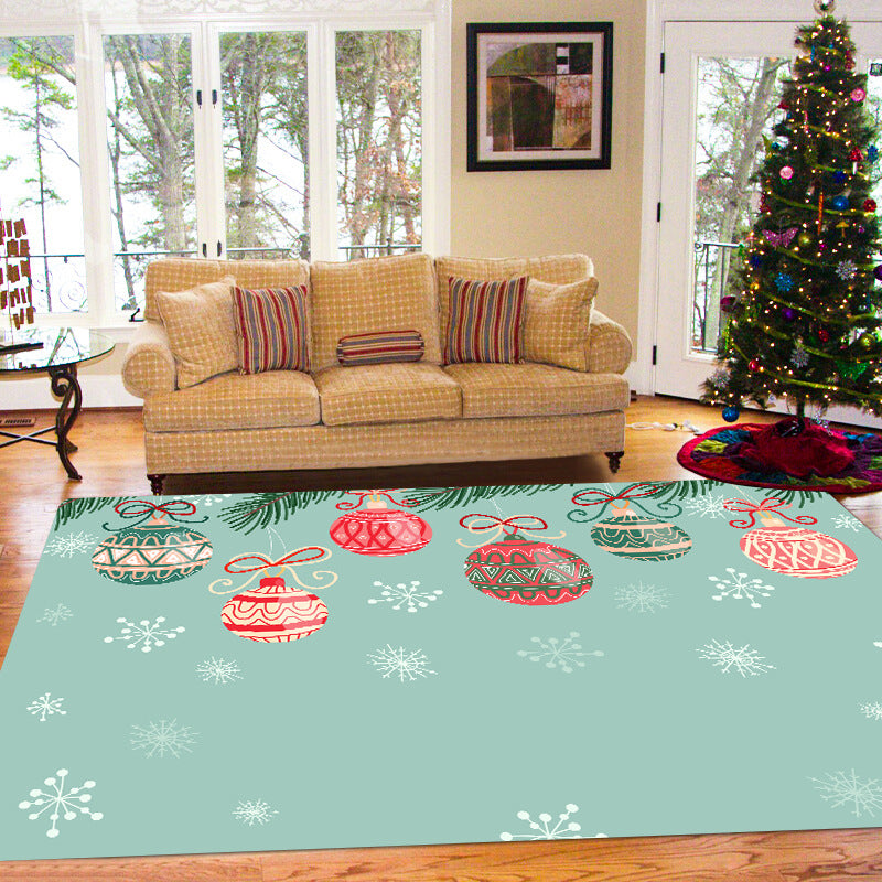Dark Green Modern Carpet Polyester Christmas Tree Carpet Washable Carpet for Home Decor