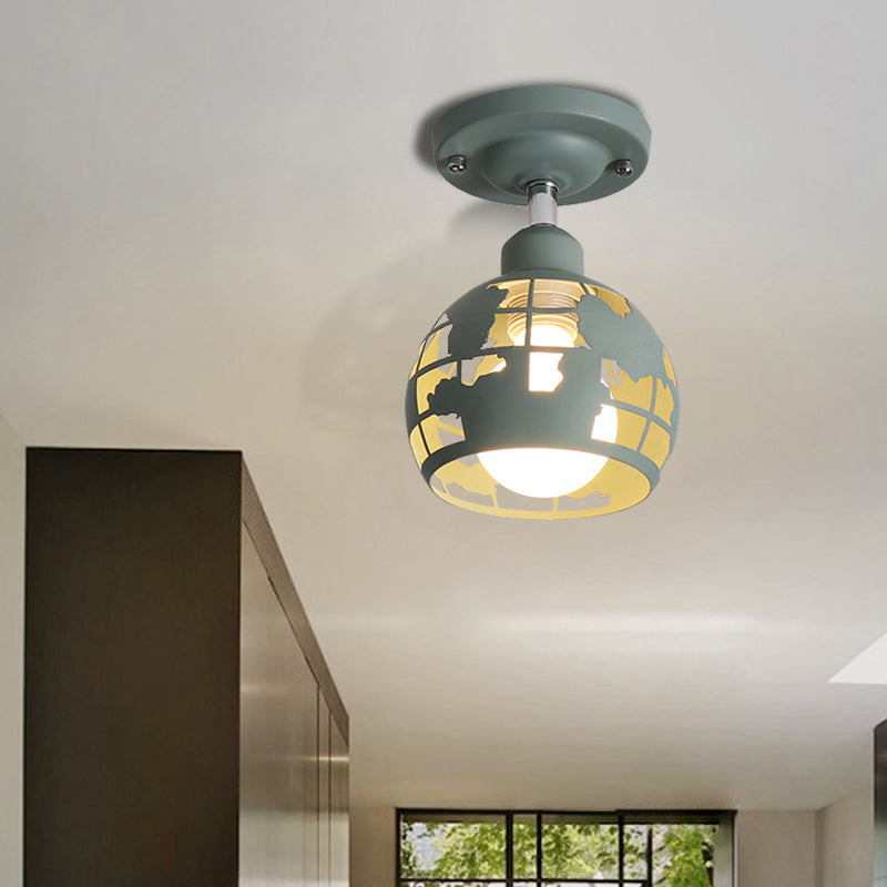 Pink / Jaune / Blue Doled Semi-Flush Light MODERN MODERN MODER 1 CEAD LICHING POUR HALLWAY