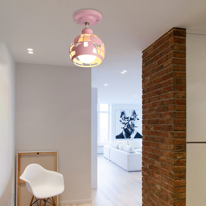 Pink / Jaune / Blue Doled Semi-Flush Light MODERN MODERN MODER 1 CEAD LICHING POUR HALLWAY