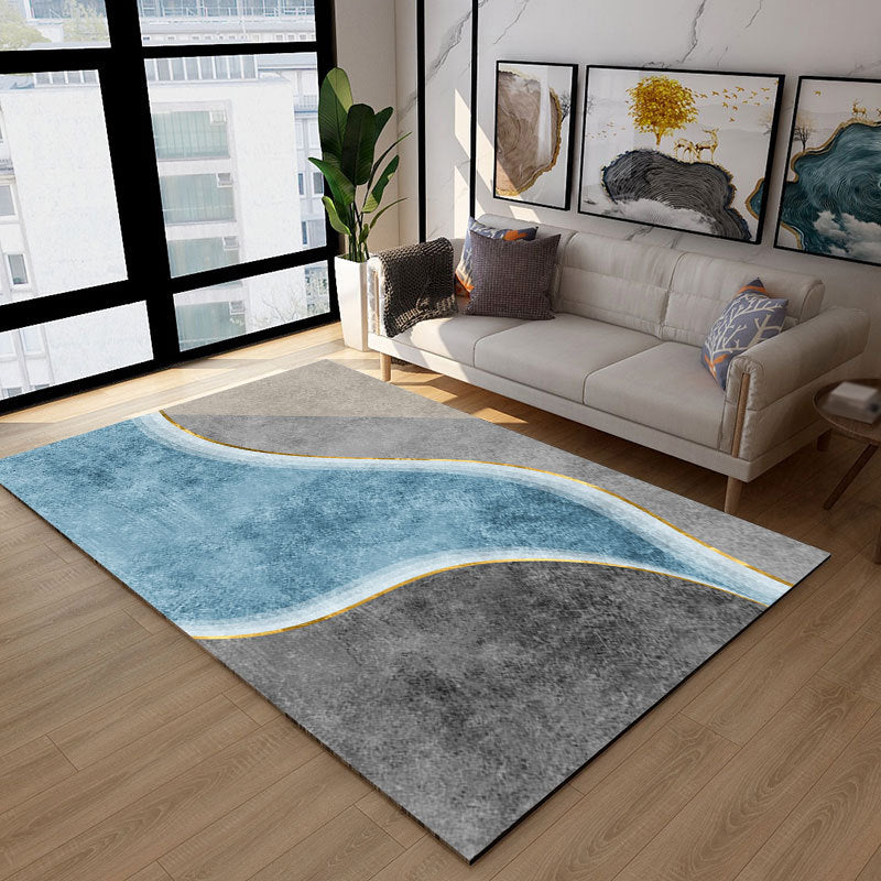 Contemporary Indoor Rug Luxury Polyester Carpet Stain Resistant Area Rug for Living Room