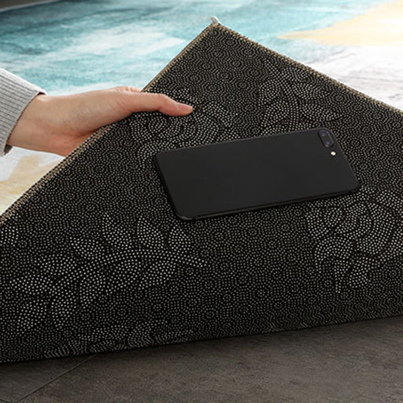 Grey Geometric Pattern Area Rug Modern Polyester Area Carpet Non-Slip Backing Rug for Living Room