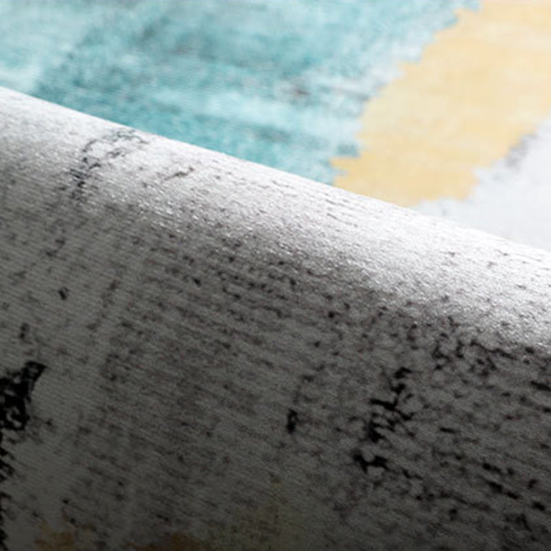 Grey Geometric Pattern Area Rug Modern Polyester Area Carpet Non-Slip Backing Rug for Living Room