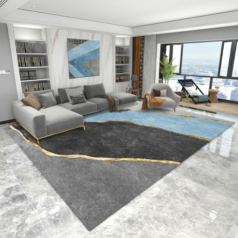 Grey Casual Rug Polyester Graphic Indoor Rug Washable Rug for Home Decor