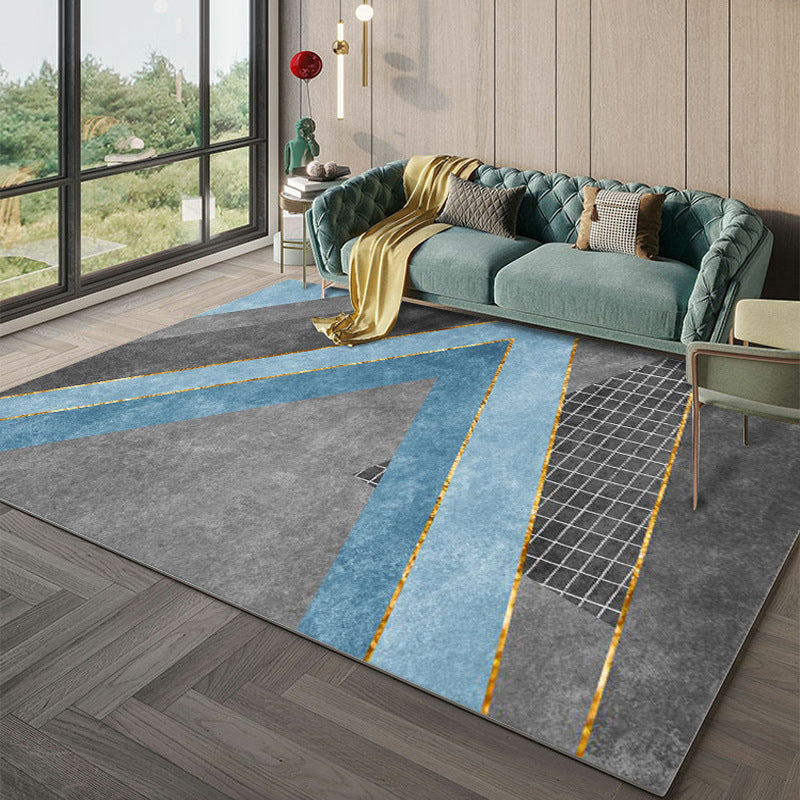 Grey Casual Rug Polyester Graphic Indoor Rug Washable Rug for Home Decor