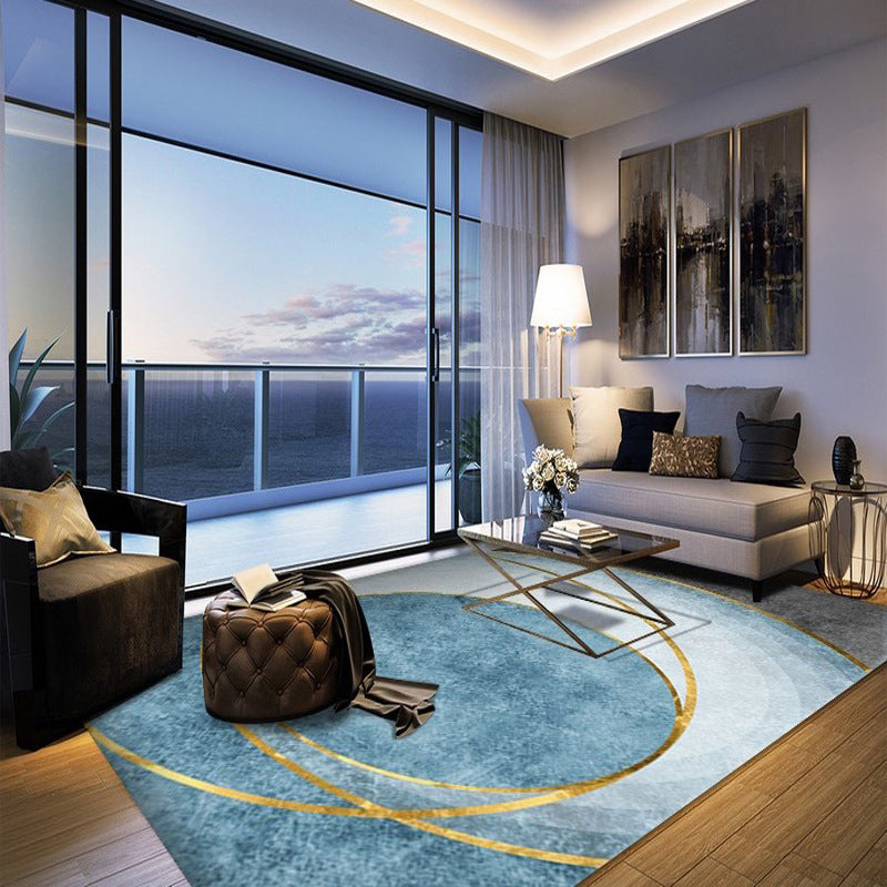 Grey Casual Rug Polyester Graphic Indoor Rug Washable Rug for Home Decor