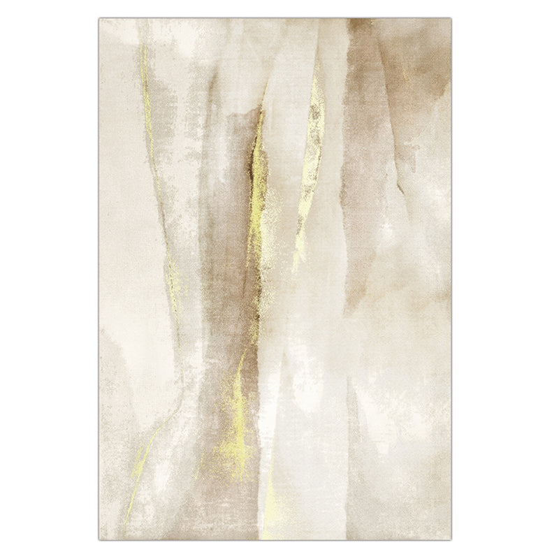 Stylish Beige Area Carpet Color Block Polyester Area Rug Anti-Slip Backing Rug for Home Decor