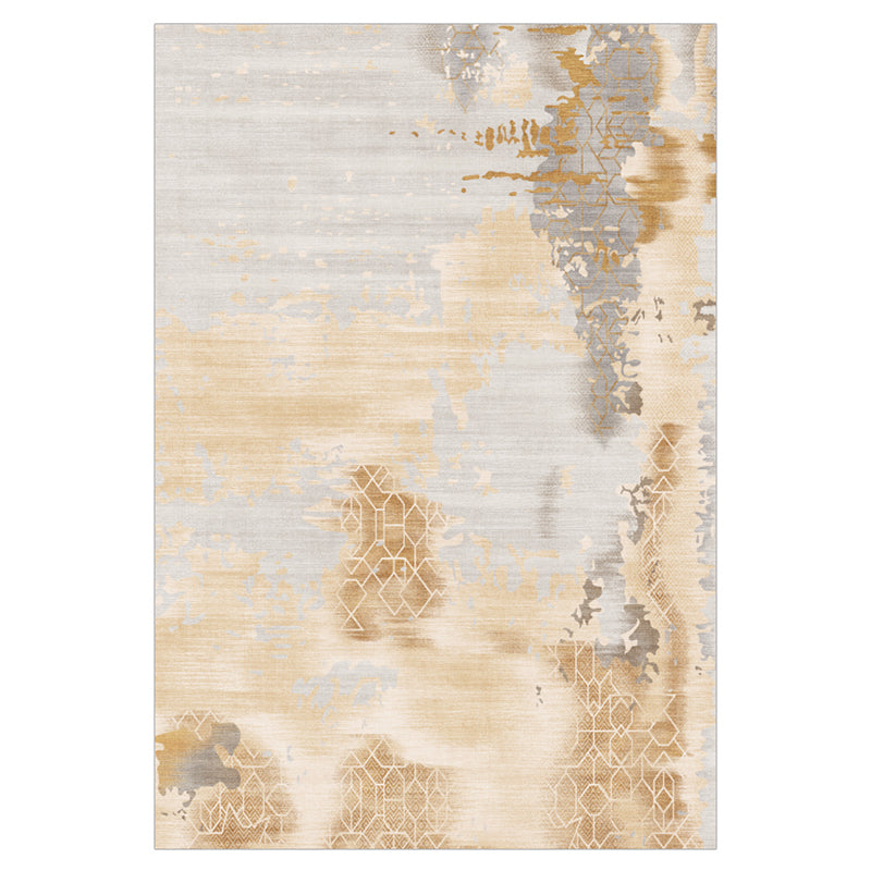 Stylish Beige Area Carpet Color Block Polyester Area Rug Anti-Slip Backing Rug for Home Decor