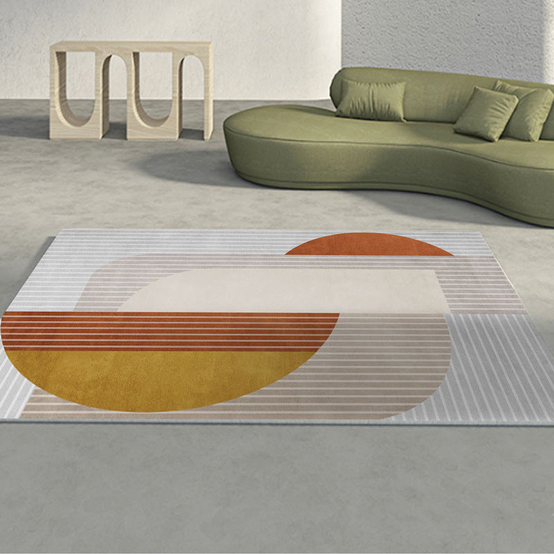 Simplicity Patchwork Rug Polyester Indoor Carpet Non-Slip Backing Area Rug for Home Decoration