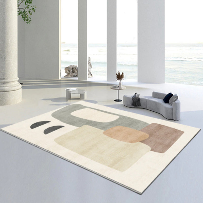 Simplicity Patchwork Rug Polyester Indoor Carpet Non-Slip Backing Area Rug for Home Decoration