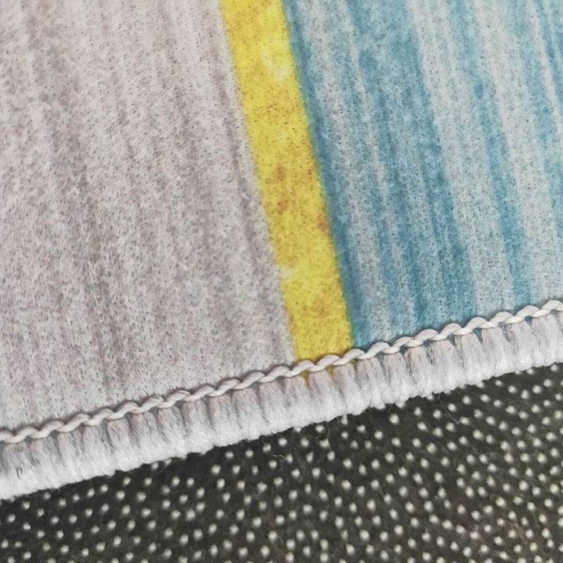 Simplicity Patchwork Rug Polyester Indoor Carpet Non-Slip Backing Area Rug for Home Decoration