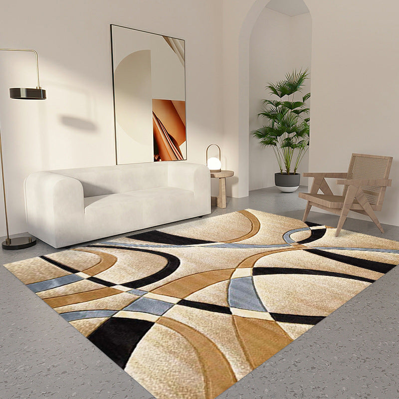 Red Modern Carpet Polyester Graphic Carpet Washable Carpet for Living Room