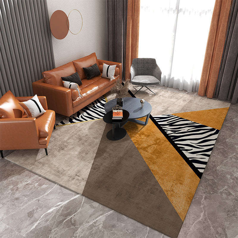 Luxury Houndstooth Print Carpet Polyester Rug Non-Slip Backing Area Carpet for Living Room