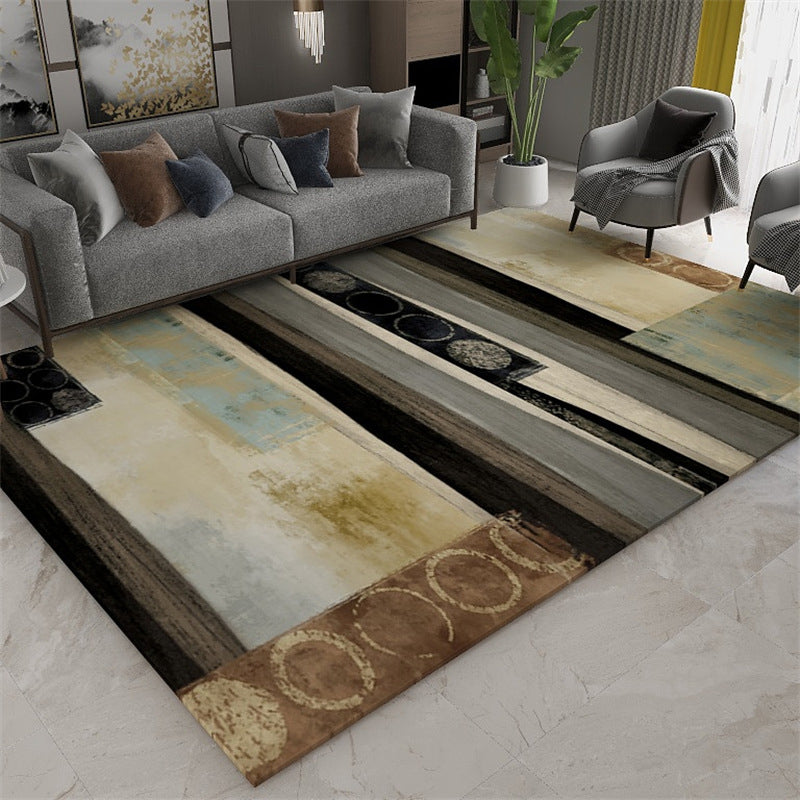 Green Graphic Rug Polyester Casual Indoor Rug Washable Rug for Living Room