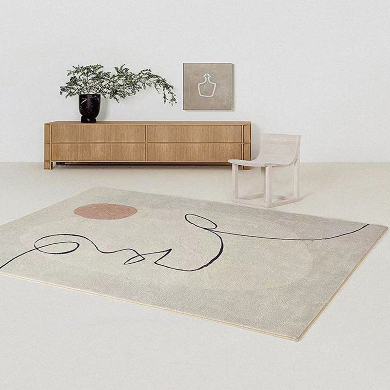 Black Modern Carpet Polyester Striped Carpet Non-Slip Backing Carpet for Home Decor