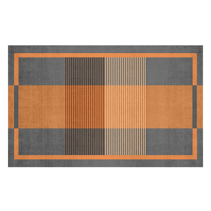 Orange Living Room Area Carpet Geometric Print Polyester Area Rug Anti-Slip Washable Rug