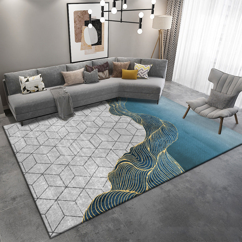 Light Grey Modern Rug Polyester Graphic Indoor Rug Washable Rug for Home Decoration