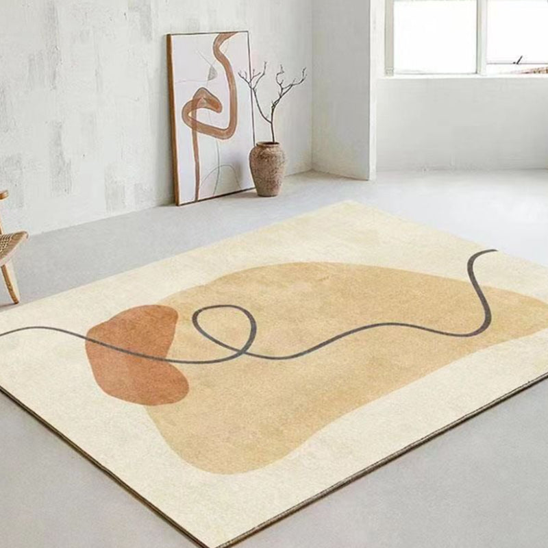 Black Modern Rug Polyester Circle Indoor Rug Non-Slip Backing Rug for Home Decor