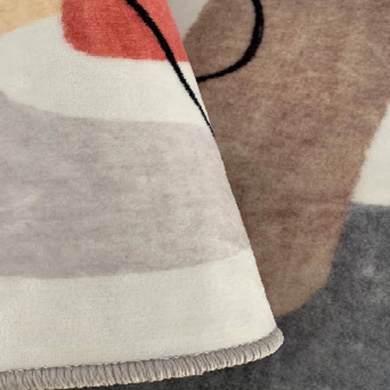 Black Modern Rug Polyester Circle Indoor Rug Non-Slip Backing Rug for Home Decor