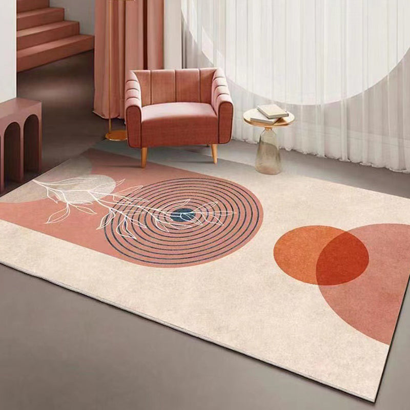 Black Modern Rug Polyester Circle Indoor Rug Non-Slip Backing Rug for Home Decor