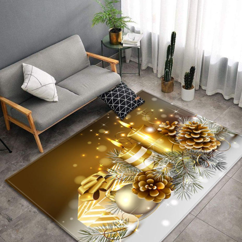 Light Blue Casual Carpet Polyester Santa Claus Carpet Non-Slip Backing Carpet for Home Decor