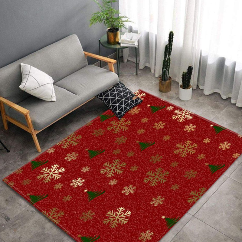 Light Blue Casual Carpet Polyester Santa Claus Carpet Non-Slip Backing Carpet for Home Decor