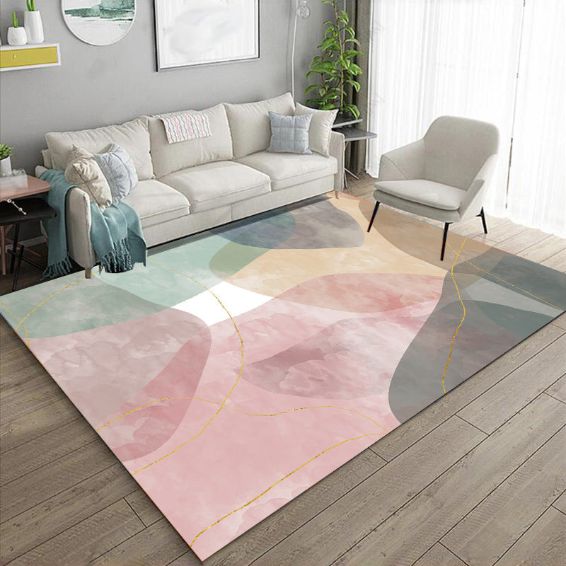 Fancy Nordic Area Rug Washable Indoor Rug Polyester Non-Slip Area Carpet for Living Room