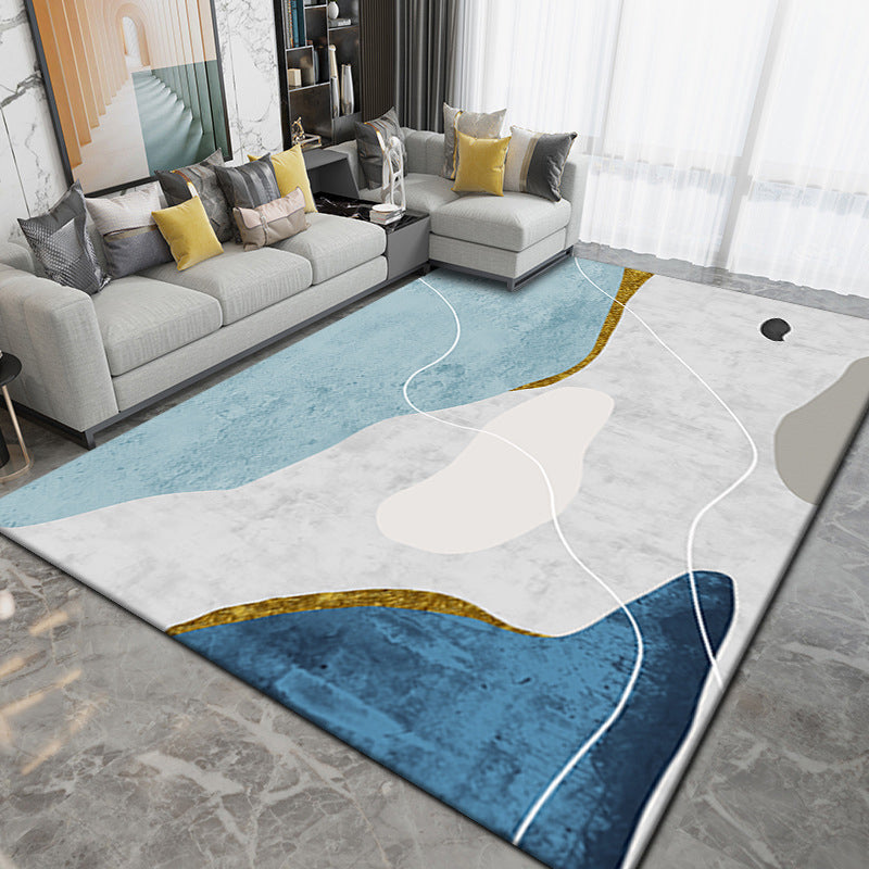 Tapis bleu Simple, couleur bosselée, résistant aux taches, pour la décoration de la maison