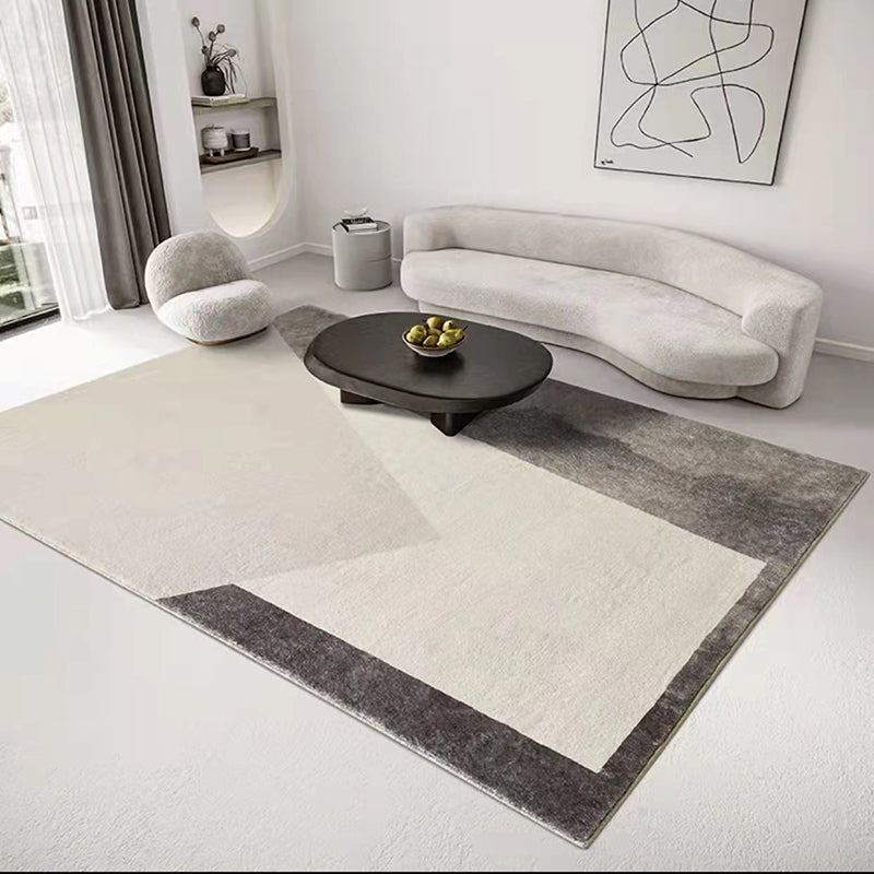 Black Modern Carpet Polyester Color Block Carpet Non-Slip Backing Carpet for Living Room
