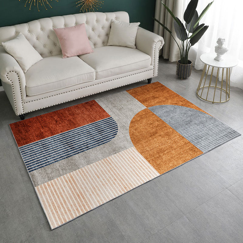 Light Pink Rug Polyester Color Block Indoor Rug Non-Slip Backing Rug for Home Decor