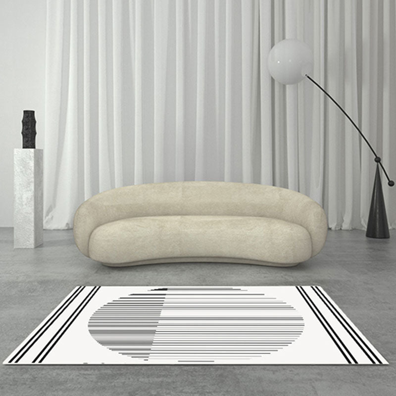 Black Modern Area Carpet Abstract Pattern Polyester Area Rug Non-Slip Backing Rug for Home Decor